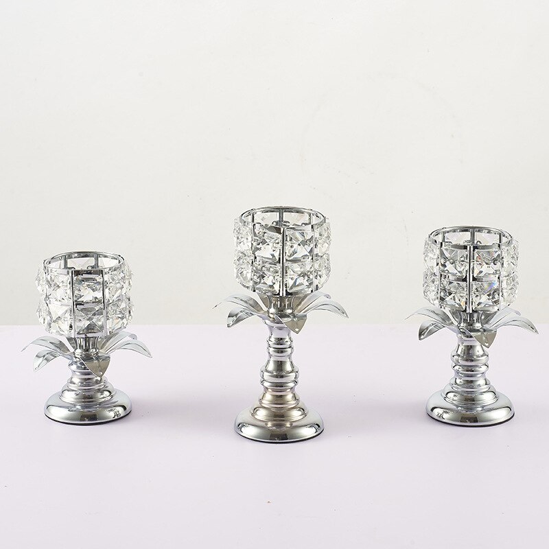 Vintage Romantic Crystal Candle Holder Weddig Party Dinner Table Hollow Out Candlestick