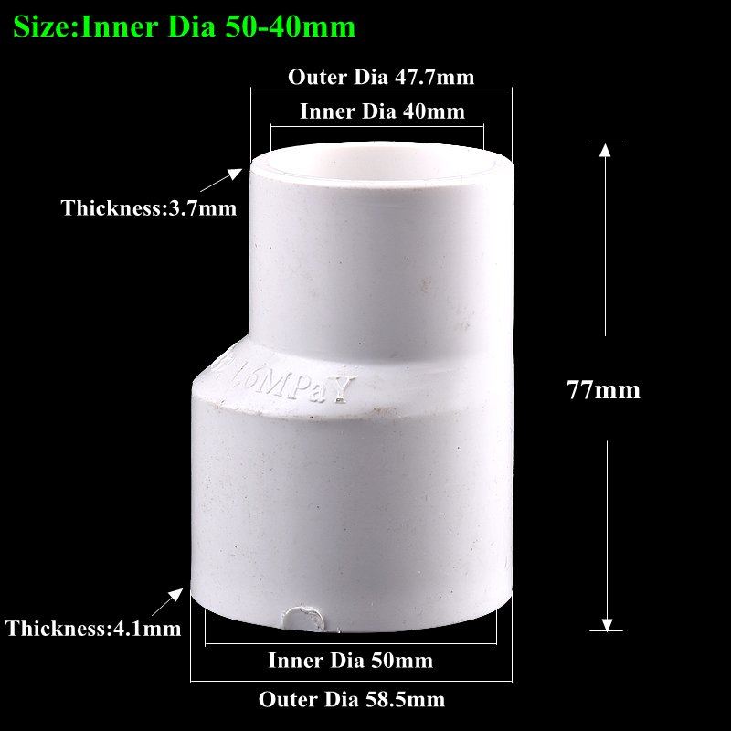 1Pc PVC Straight Eccentric Reducer Connectors, Garden Irrigation Water Pipe Joint Drainage Pipe Accessories Fish Tank Adapter: green