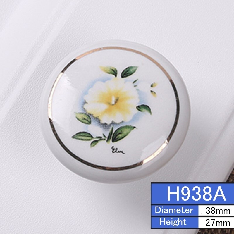 2 Stuks Antieke Keramische Knoppen Kabinet Schuifladegrepen Knoppen Kast Deurklink Europese Meubelbeslag: H938A