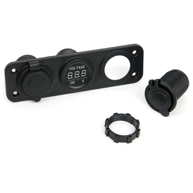 Dc 12v bilelektronik cigarettändare usb-uttag splitter motor bil dc digital voltmeter 3 -håls panel strömuttag/dubbel usb