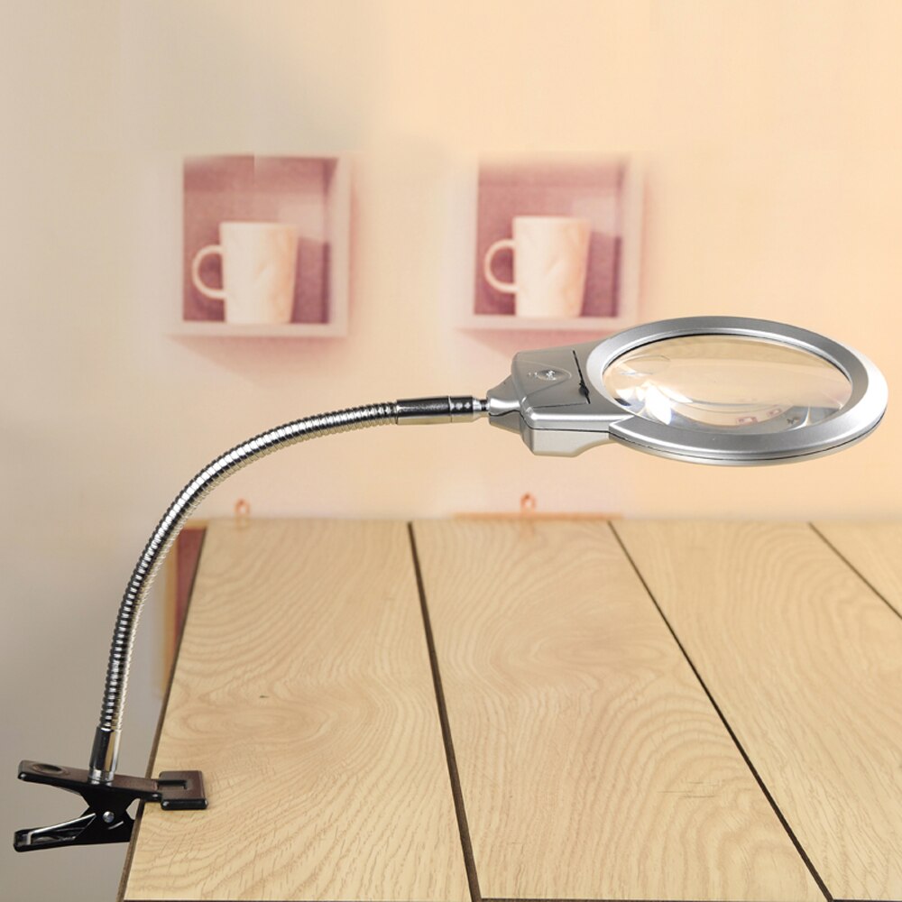 Lamp with Magnifier Bright LED Lighted Hands Free Magnifying Glass for Reading Diamond Needlework Magnifier: Default Title