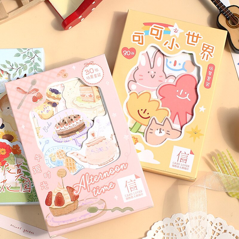 30-Piece Greeting Card Set - Dreamland Travel & Animo Gard Cartoon Postcards - Birthday Message Cards