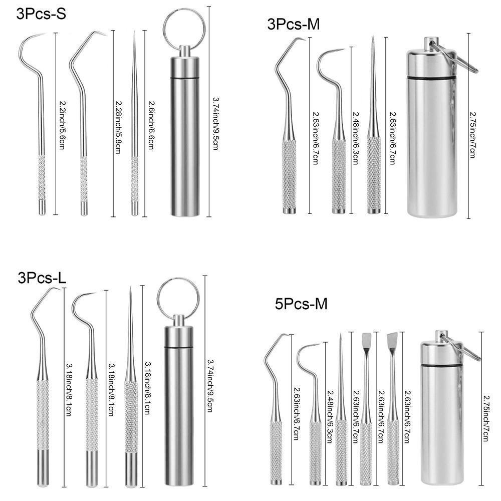 3/5Pcs/Set Portable Stainless Steel Toothpick Bag Set Reusable Toothpicks With Holder For Outdoor Picnics Camping Oral Care Tool
