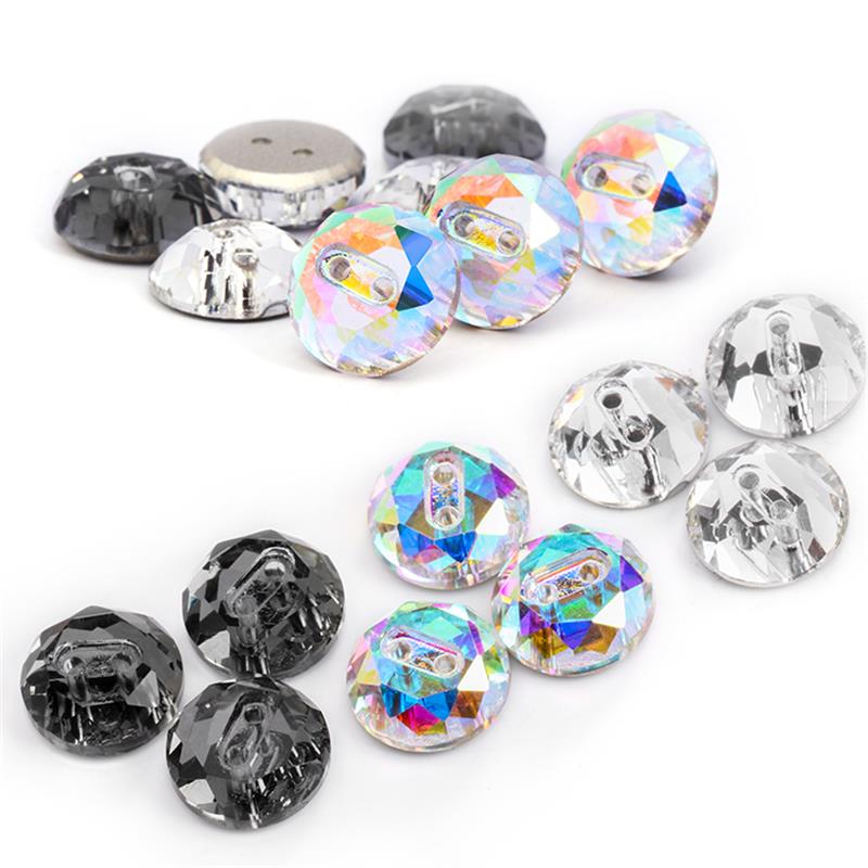 12Mm Button Flat Terug Rhinestone Crystal Naaien Handwerken Knop Ronde Vorm Strass Stenen Edelsteen Met Gaten