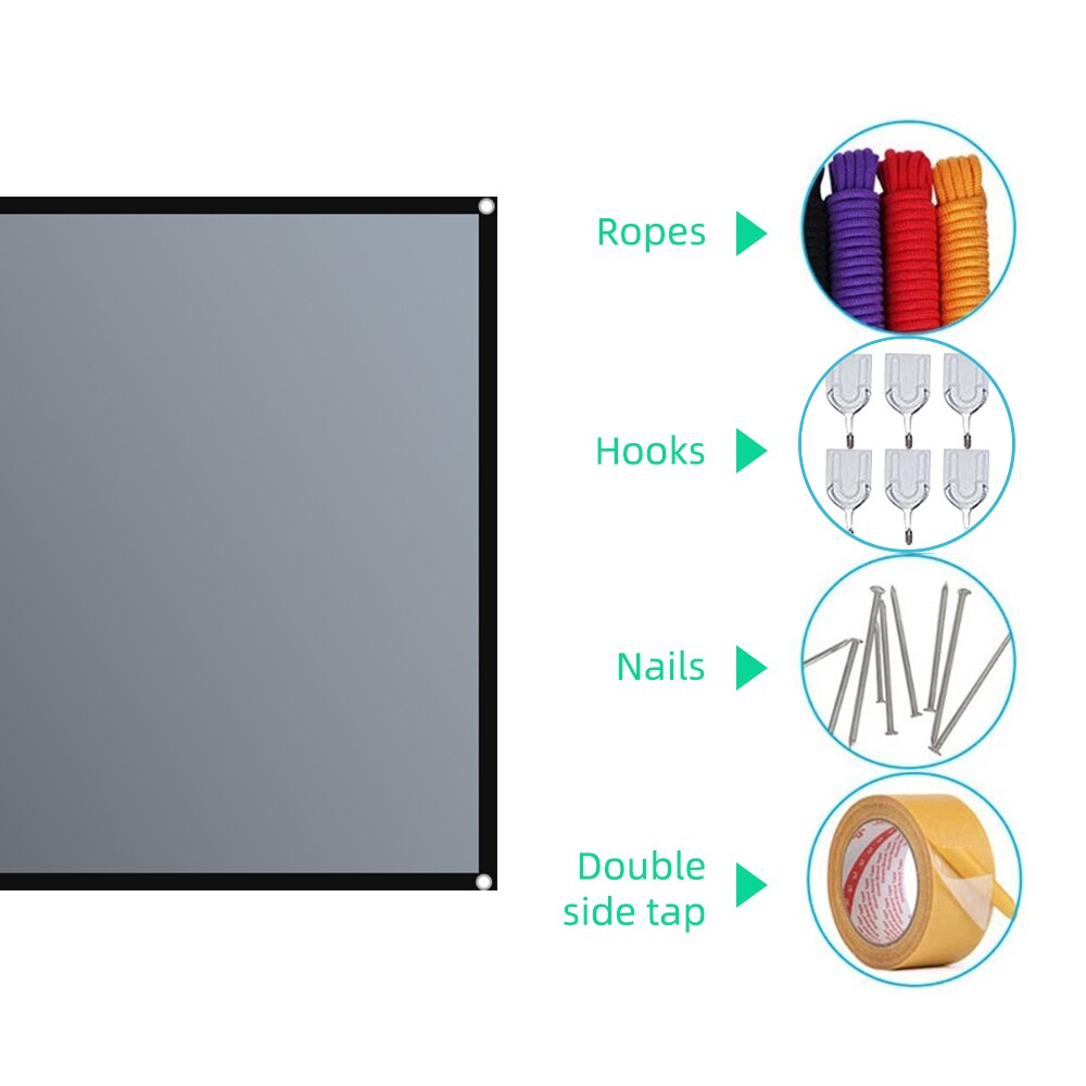Salange – écran de projecteur toile de projection gris 16:10, Anti-lumière, rideau métallique, tissu réfléchissant, pour YG300 XGIMI H3 Xiaomi DLP
