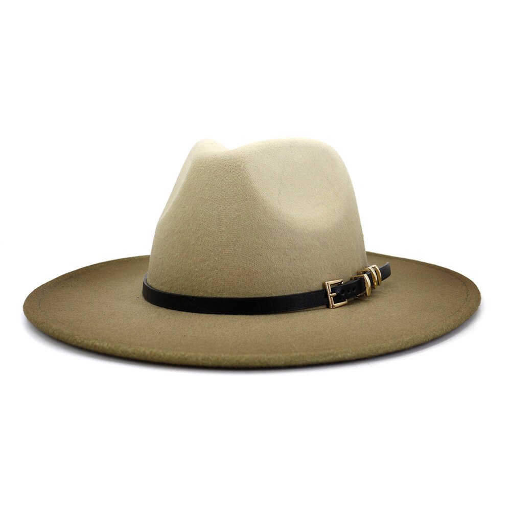 Schilderij wolvilt jazz fedora hoeden dames brede rand riem gesp fedora cowboyhoeden petten: Groente