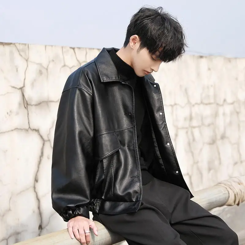 Blouson aviateur en cuir pour hommes, veste de motard de moto, style adt, masculine, 2023