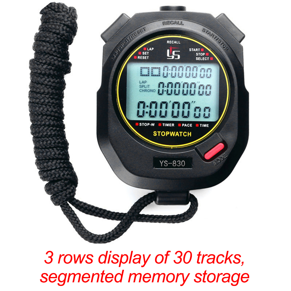 Sport Handheld Stopwatch Timer Alarm Clock Digital Stopwatch1/1000 Second Timing Electronic Chronograph Timer fo r Outdoor Sport