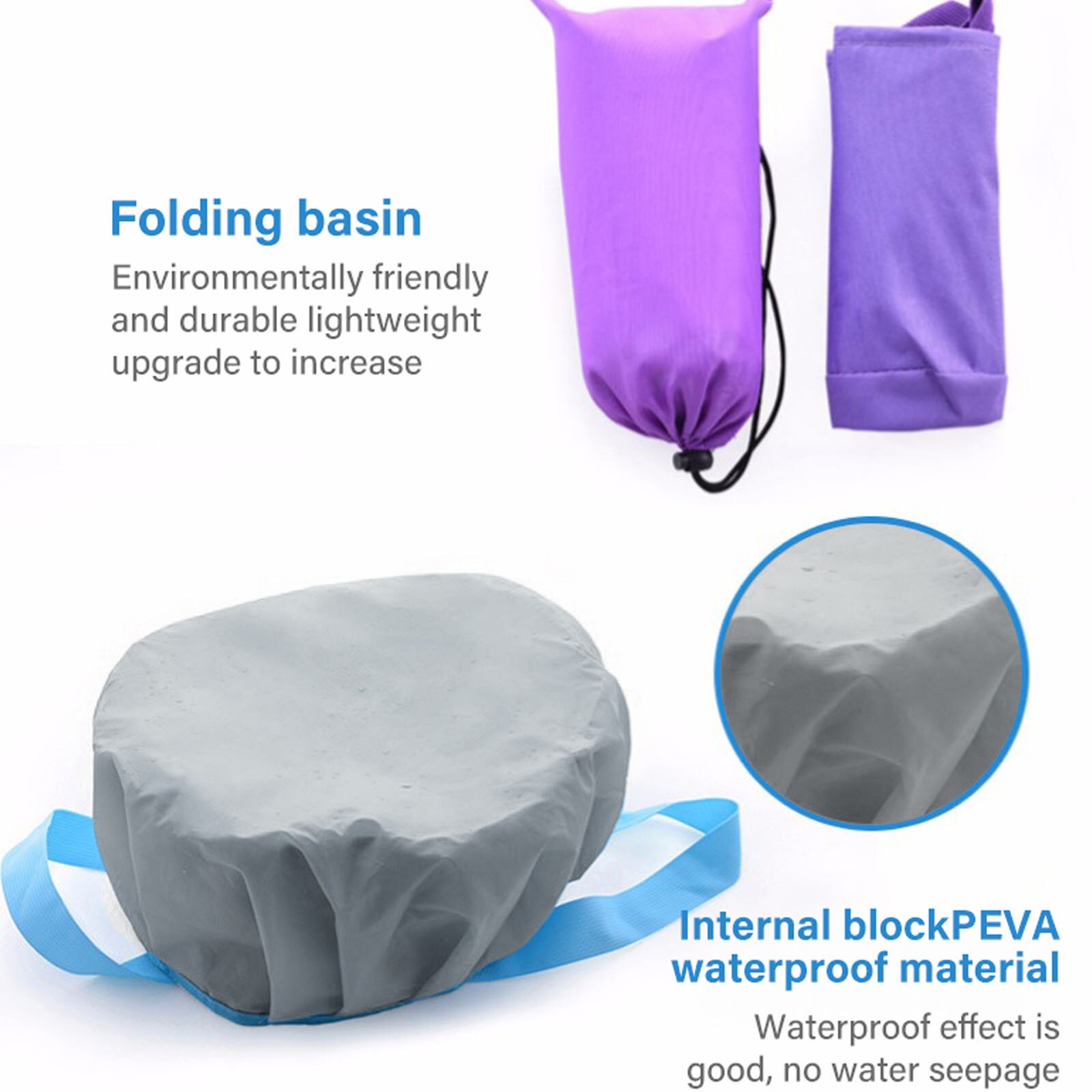 Foldable Basin Travel Camping Washbasin Bucket Fishing Folding Basin Foot Bath Sink Foot soak Bag Multifunctional Bucket