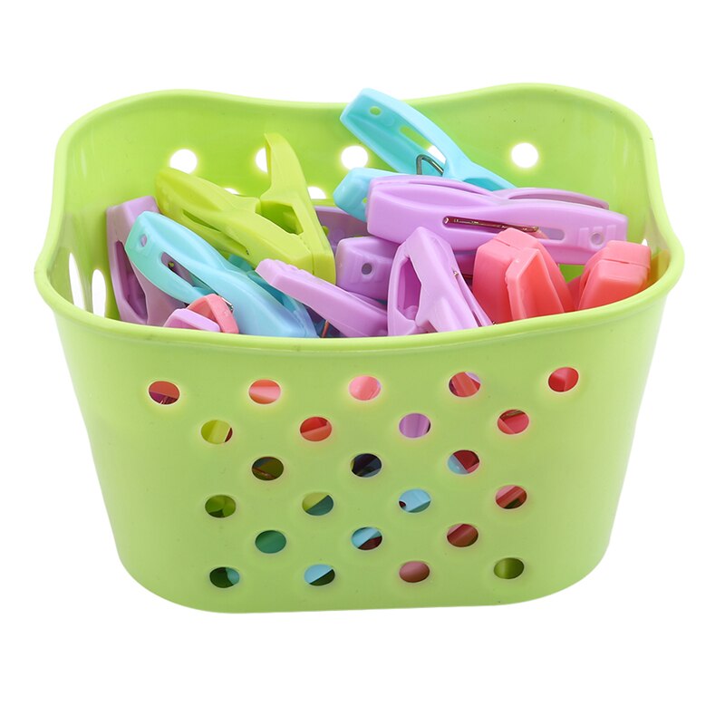 30 stk plast tøjklemmer dekorative tøjklemmer tøjklemme opbevaring organizer håndklæde vaske clips store med kurv: Grøn