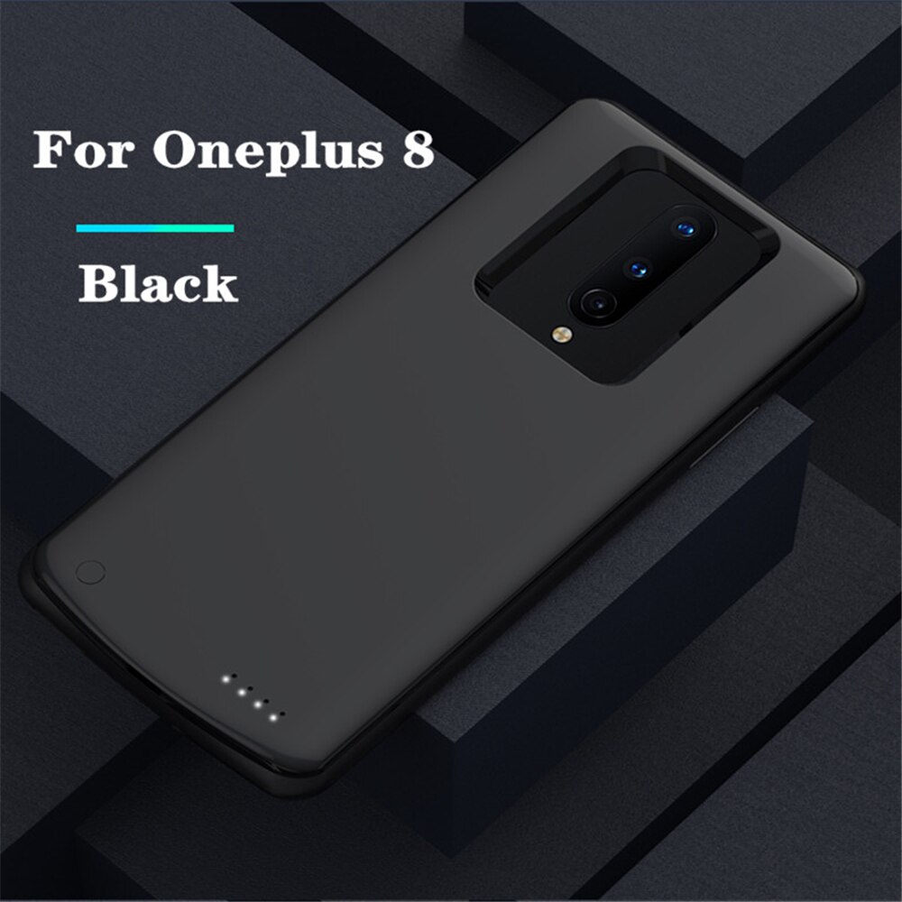 Fundas de cargador de batería de 6800mAh para Oneplus 8 Pro, estuche de batería externa, estuche de carga para Oneplus 8: Black for Oneplus 8