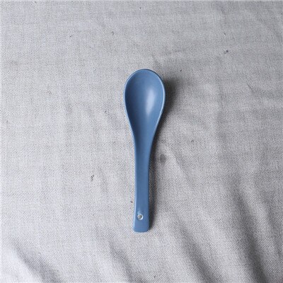 17cm Effen Matte Keramische Lange Lepel Onder Glazuur Porselein Koffie Melk Roeren Soeplepel Huishoudelijke Noodle Lepel Keuken Tool: Blue