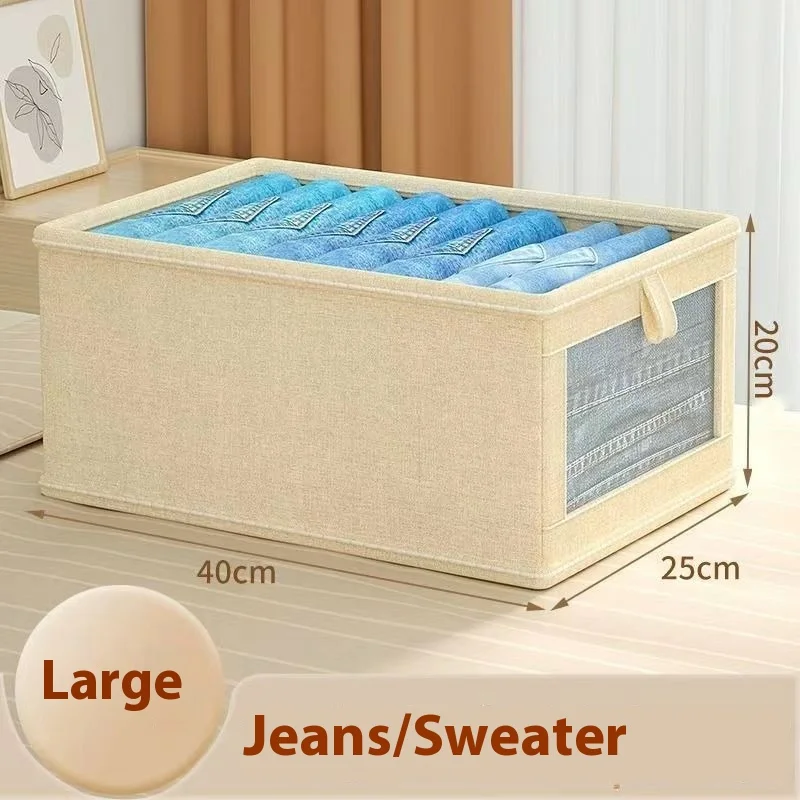Opvouwbare canvas opbergdoos Kledingorganisator Broeken en truien Locker Huishoudelijke kledingkast Jeans opbergdoos Bespaar ruimte: green