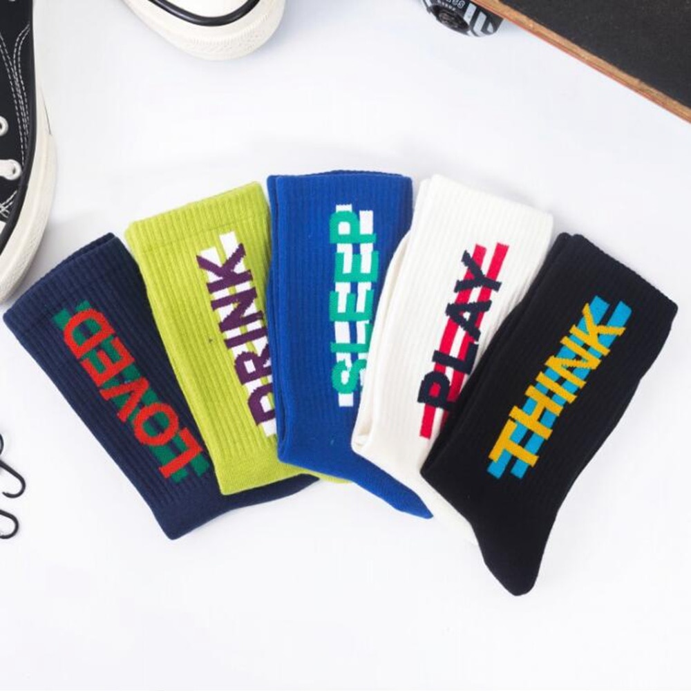 Men's socks spring trendy socks hip-hop socks cotton skateboard English street dance socks women men's street socks