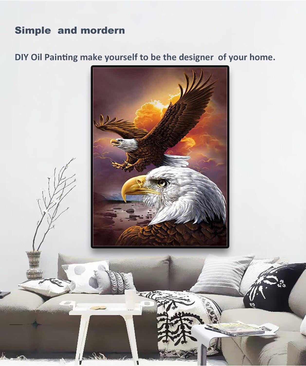 Home decor flying eagle animal painting diy oil painting by numbers kit diy canvas painting unique for adults and children