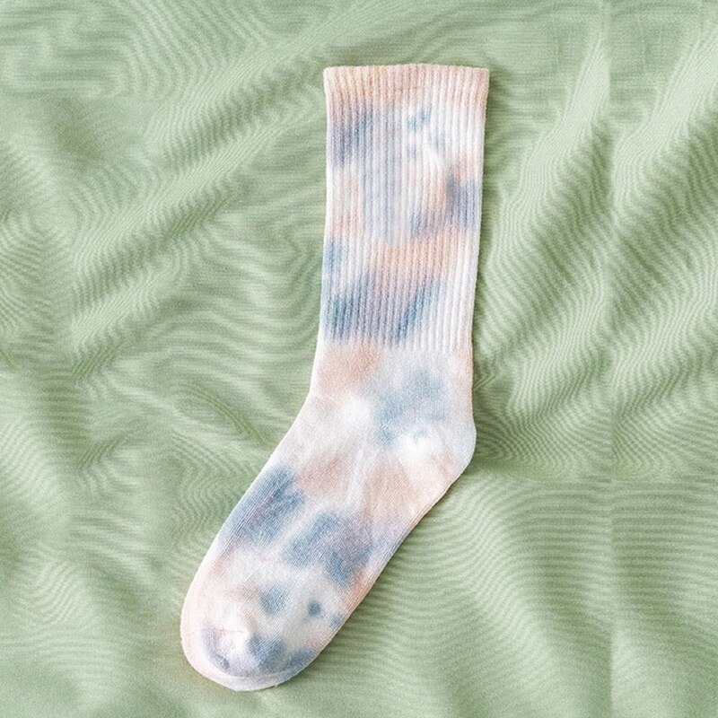 Cotton Skate Socks Men Women Sock Knee-high Funny Cycling Running Hiking Tie Dye Sox harajuku hip hop happy socks: E791883B