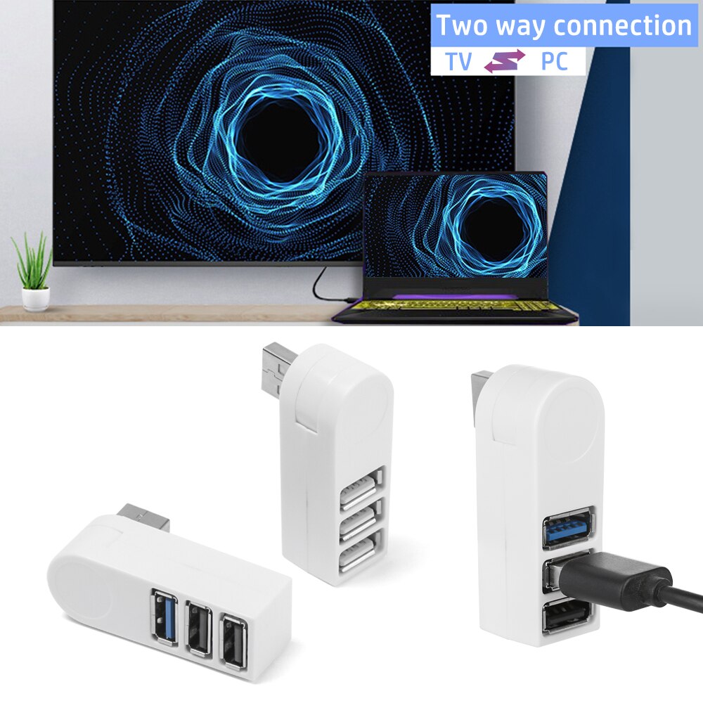 Mini Draaibare 3 Poorts Usb 3.0 Hub High Speed Data Transfer Splitter Box Usb Expander Adapter Voor Pc Laptop Macbook pro