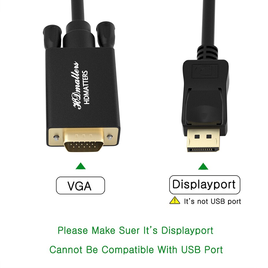 Displayport to VGA cable 1.8m DP to VGA adapter converter cable DP male to VGA male for HP Dell Asus lenovo PC laptop