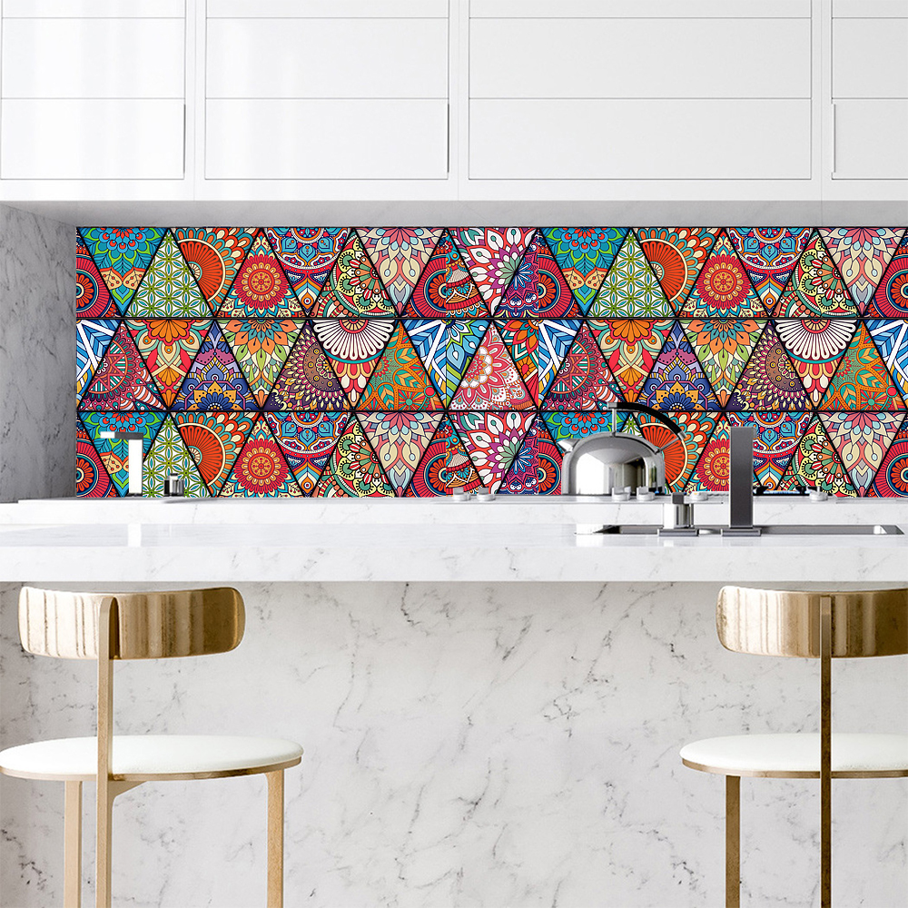 10pcs Moroccan Style Tiles Wall Sticker Matte Film For Tiles /Ground in Kitchen Wardrobe Bathroom Peel &amp; Stick Art Wall Decals