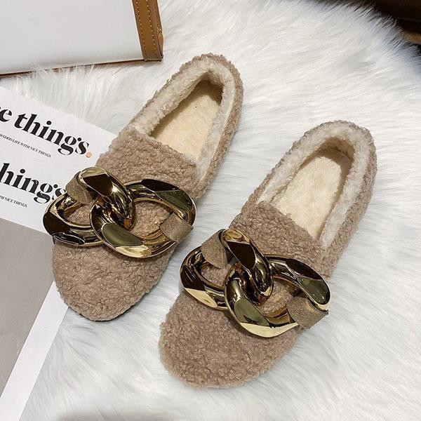 Frauen Schuhe Herbst Runde Zehe Halbschuhe Pelz Modis Unterhose-an lässig Weibliche Turnschuhe Herbst Winter Mokassin Unterhose Auf neue Herde: 1 / 40