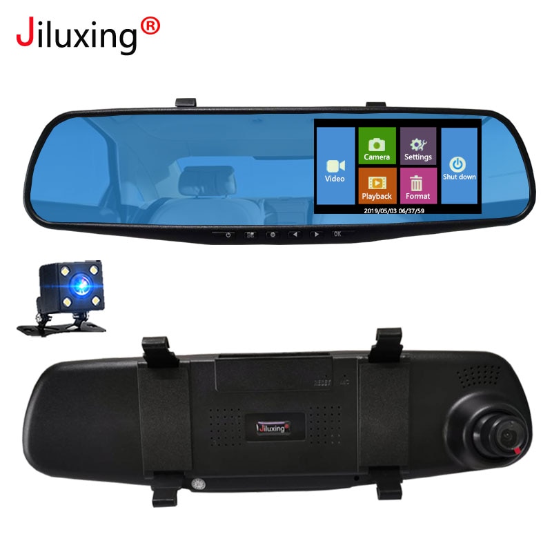 Jiluxing Touch Screen Auto Dvr Camera 1080P Twee Camera Achteruitkijkspiegel Dash Camera Video Recorder Auto Camera Nachtzicht