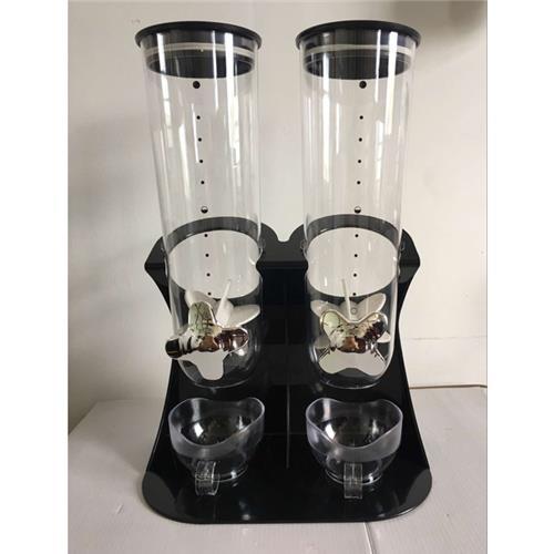 Kitchen Indispensable Dry Food Dispenser Chrome Single Weight and Double Control Breakfast Cereal Oatmeal Rice Bucket Storage: Army Green