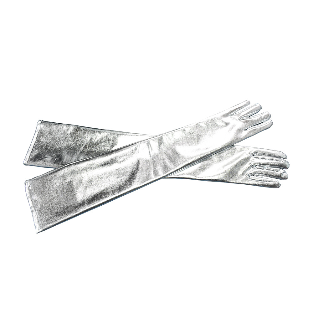 Guantes largos de cuero blancos, guantes largos brillantes sexis para mujer, ropa de discoteca de látex de cuero, disfraz de ópera para: Verde