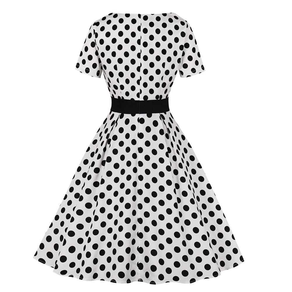 Elegante Stil 60 s Dot Print Frauen Retro Kleid Rockabilly Vintage Kleid sommer Audrey Hepburn Party Robe Vestidos