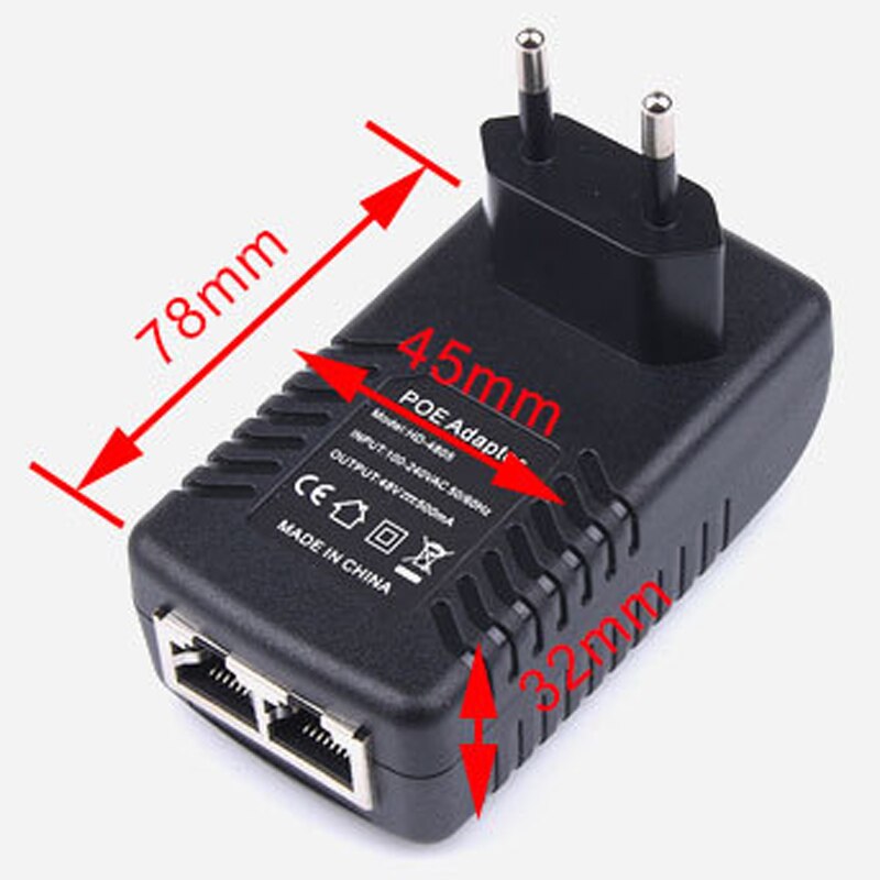 VERYSMART Eu or US plug Power over Ethernet Power Supply with AC 100~240V 50/60Hz Input to DC 12V Output + PoE Injector