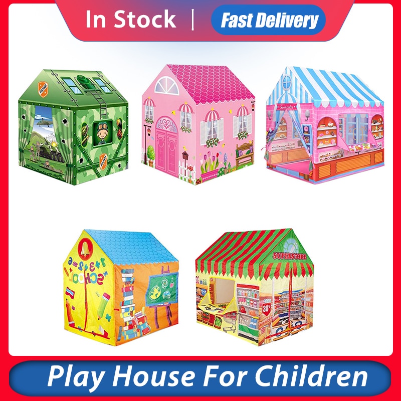 Nyeste børnetelt prinsesse prins legehus børn legehus indendørs udendørs legetøj telte til børn