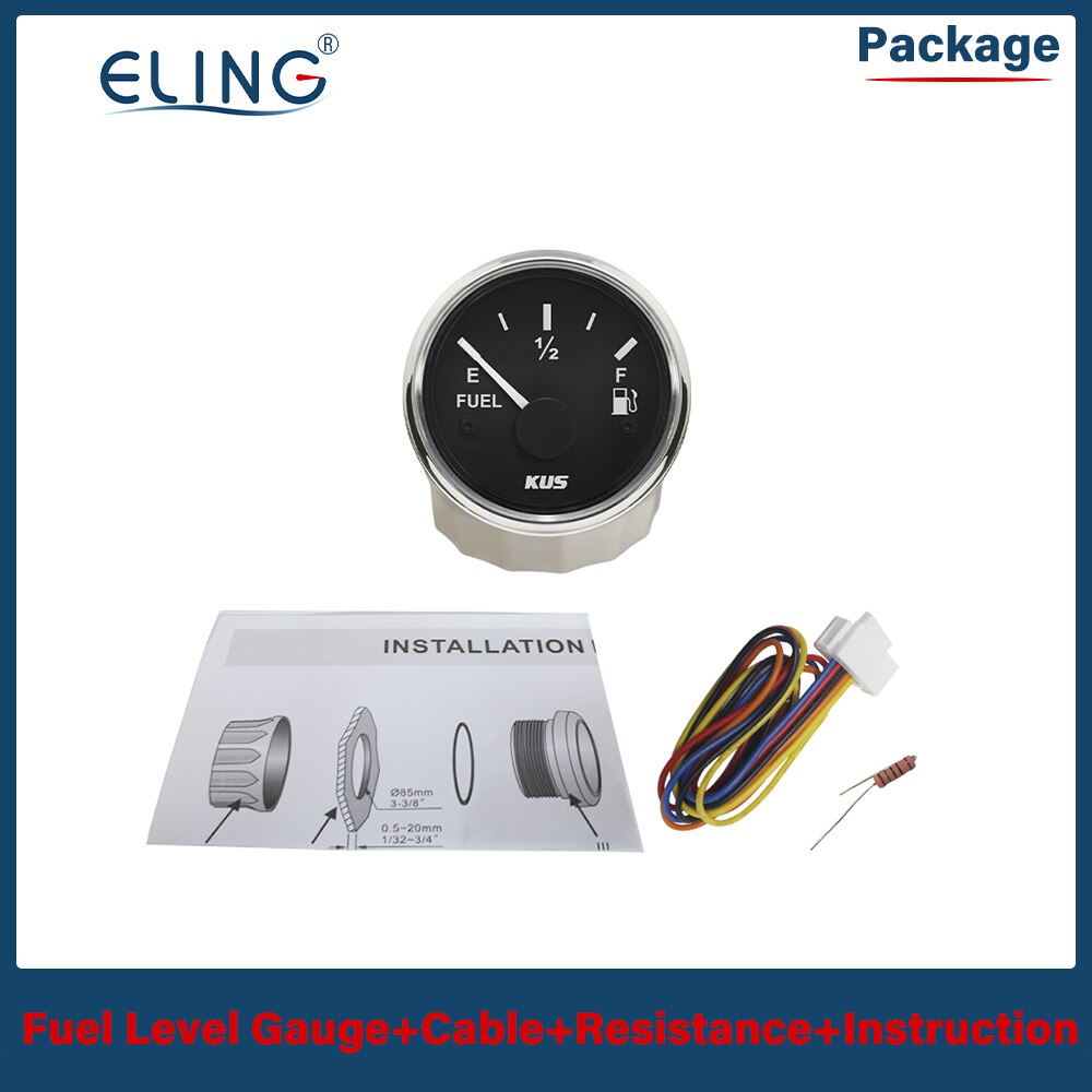 Kus 52Mm 0-190ohm 240-33ohm Brandstof Niveau Meter Olie Gauge Rood Geel Licht 9-32V Brandstof Sensor 175mm 200Mm 250Mm 300Mm 335Mm