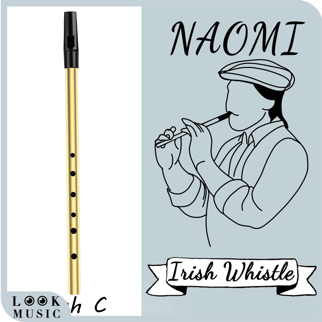 NAOMI C Key Irish Tin Whistle Irish Flute 6 Hole Whistle Flute Nickel Plated Penny Whistles English Flageolet