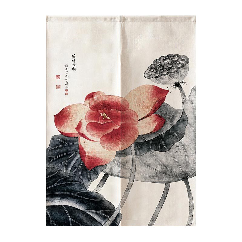Rideau Feng Shui de porte en Lotus | rideau chinois de porte, salon Restaurant cuisine demi-rideau: 8 / 85x120cm