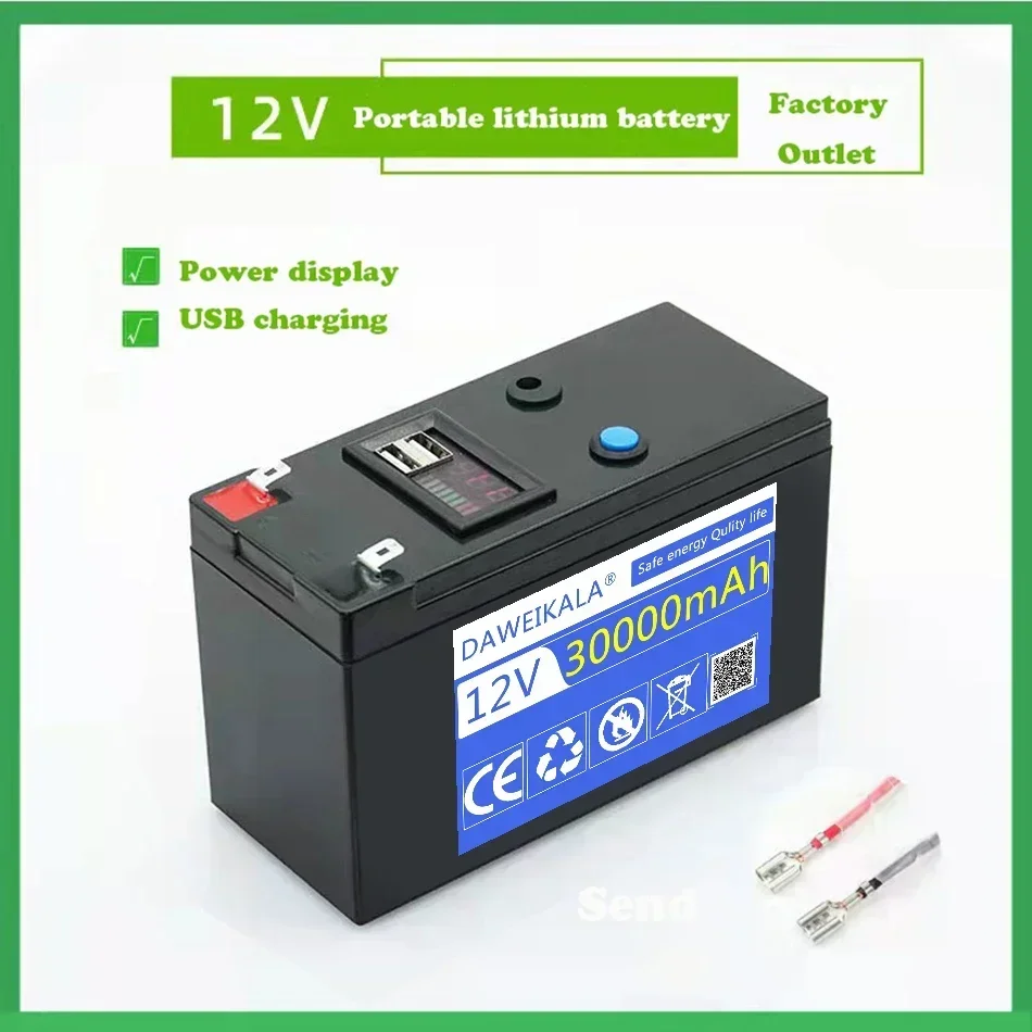 Bateria litowa 12 V 30 Ah 18650 Akumulator do pojazdu elektrycznego zasilanego energią słoneczną LED Akumulator 12,6 V 3A Ładowarka