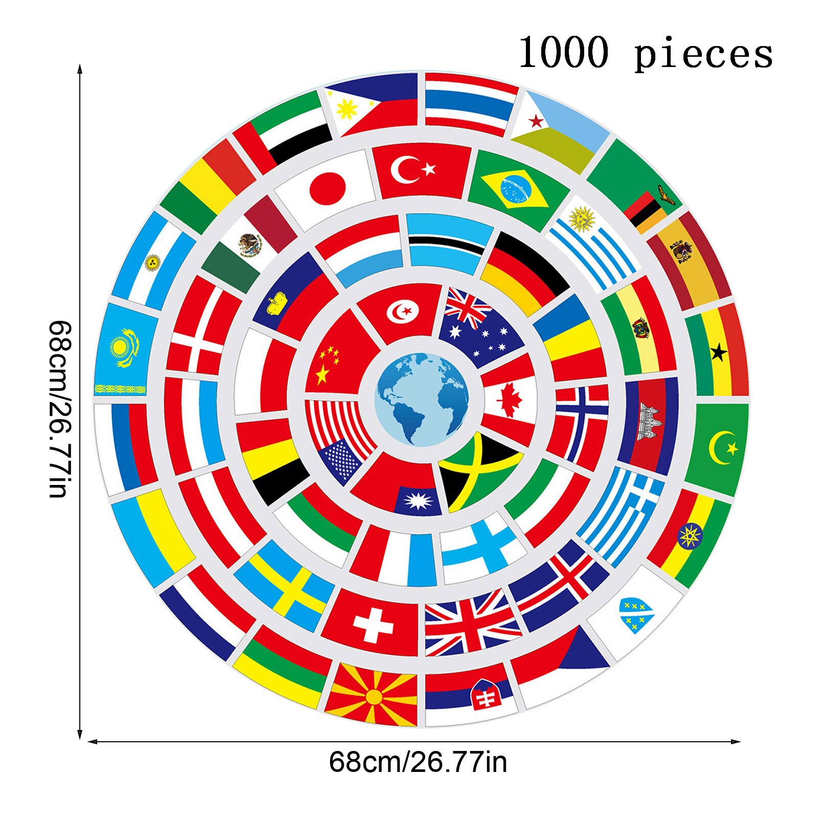 1000 Pieces 3D Puzzle Board Games Animal Lion Round Paper Jigsaw Puzzle Toys For Adults Kids Toys For Children Wall Decor: national flags