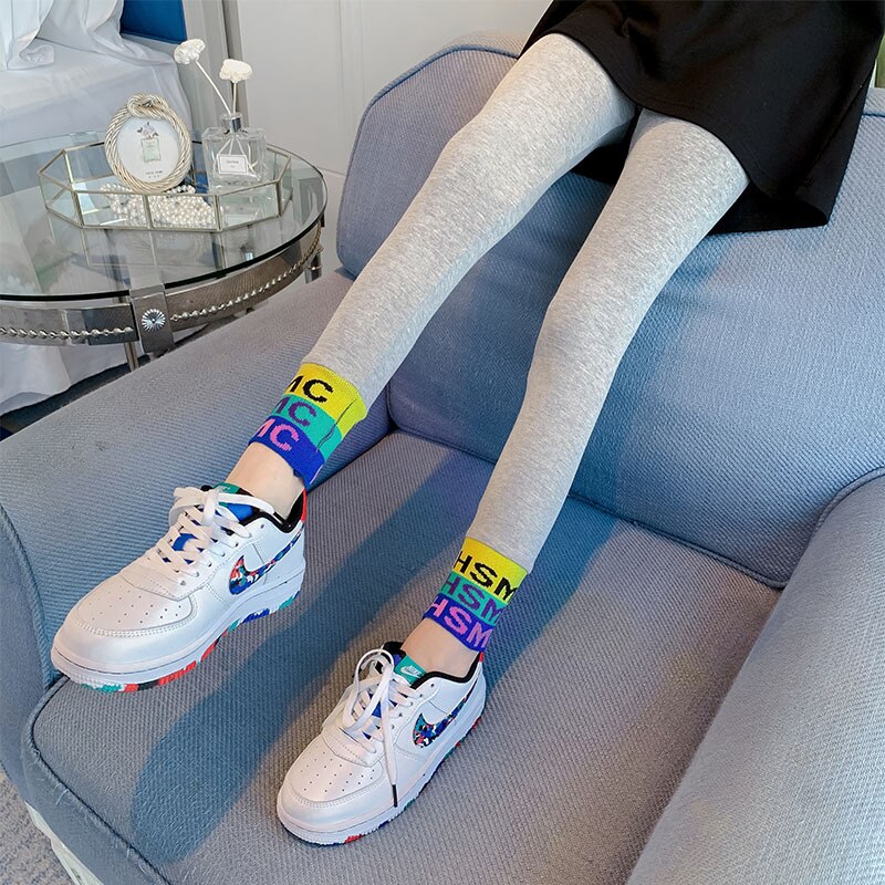 Nuovi Leggings a costine 2022 per bambine in cotone primavera autunno abbigliamento per bambini collant in maglia con stampa lettere pantaloni Skinny per bambini 10Y