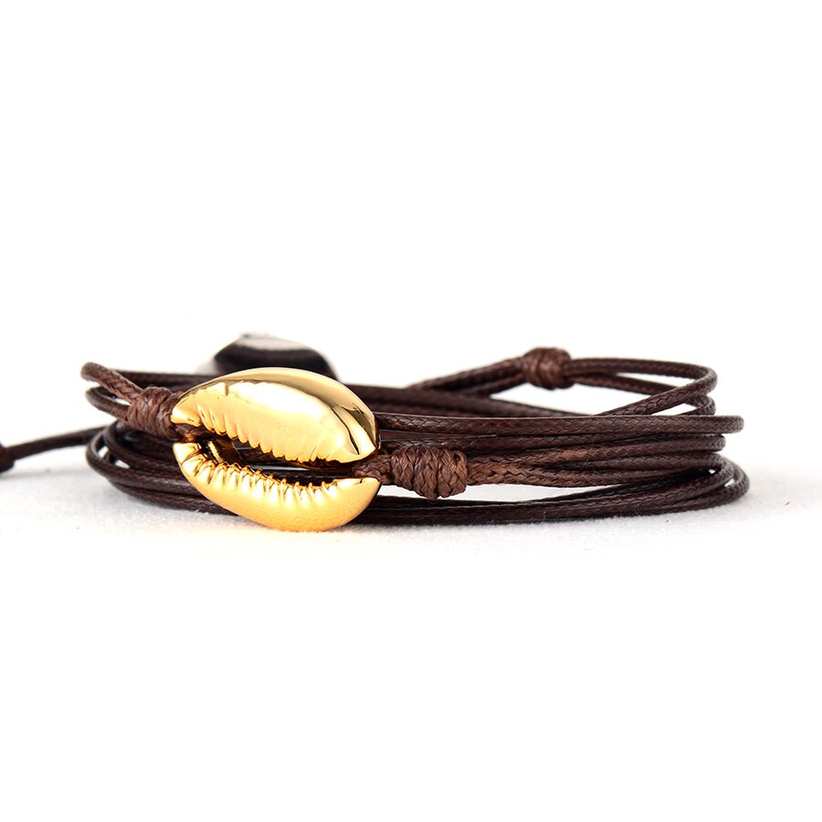 Böhmen Freundschaft Armbänder Gold Puka Shell Cowry Shell Lange Wrap Armband Mädchen Strand Armbänder Femme