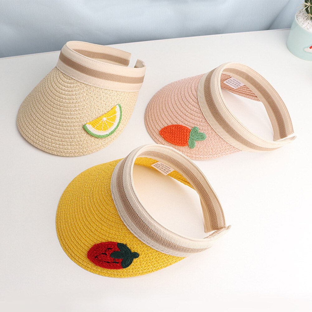 Sommar barn frukttryck bred brätte uv-skydd hatt topplös halmkeps solhatt barn solkeps halmkeps solhatt barn solkeps uv-skydd
