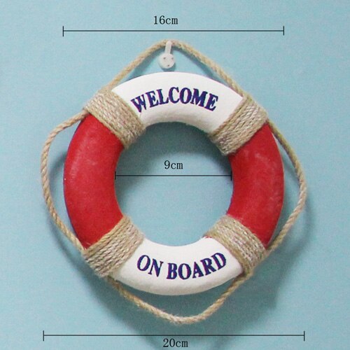 Welcome Wall ornament Life Buoy Foam Aboard Nautical Life Lifebuoy Ring Boat Wall Hanging Mediterranean Style Home Decor: 20cm D