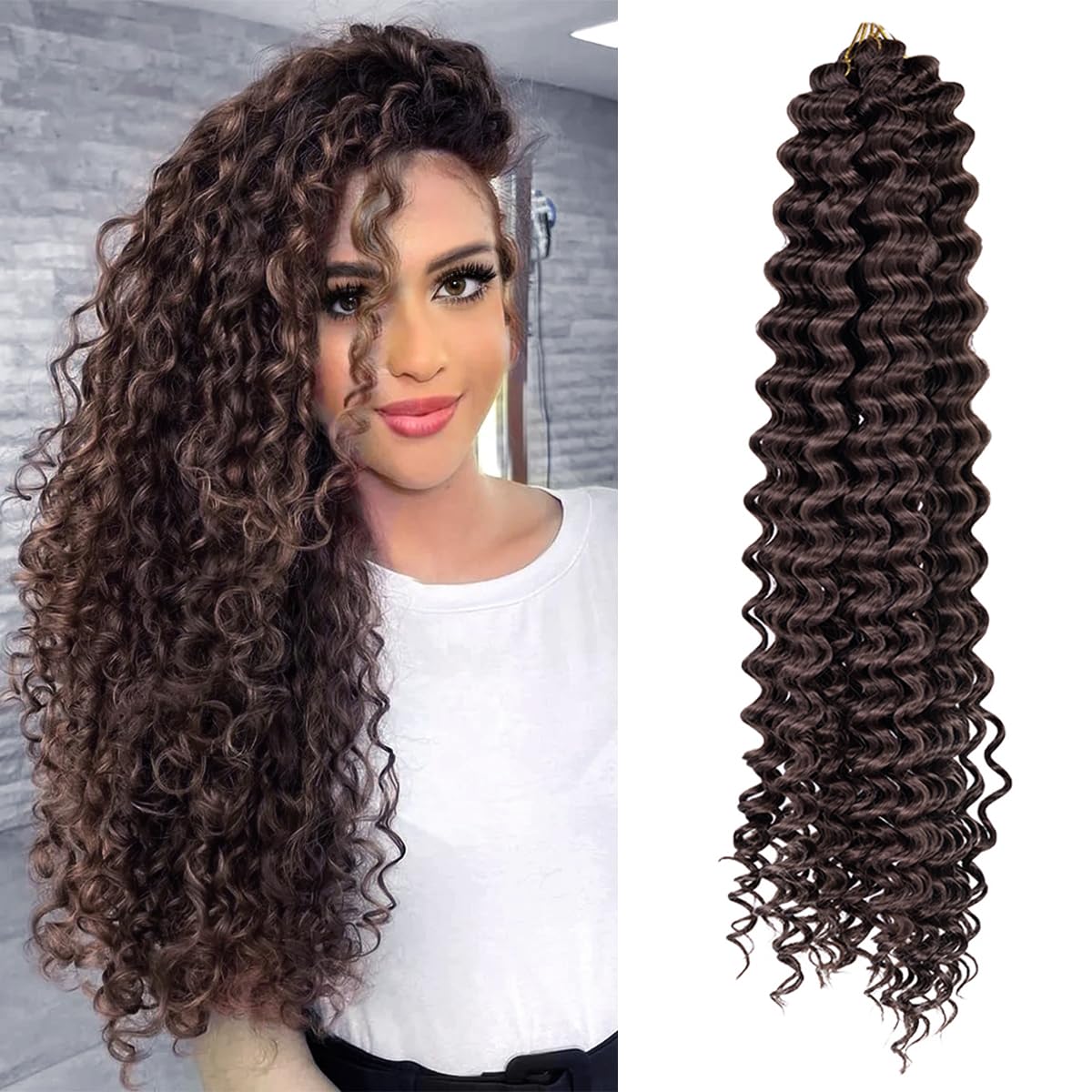 Diep golfhaar Watergolf Twist Gehaakt haar Synthetische gehaakte vlechten Ombre Blonde Afro-krullen Diepe golfvlechthaarverlenging: 4/27HL / 22 inch