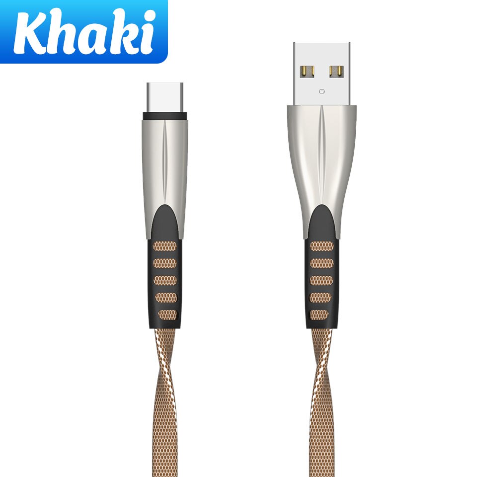 2.4A USB C Kabel Nylon Handy Daten Sync Kabel für LG HTC Schnelle Lade Typ-C Draht für samsung Galaxy S10 S9 Plus Hinweis 8 7: Khaki / 2m