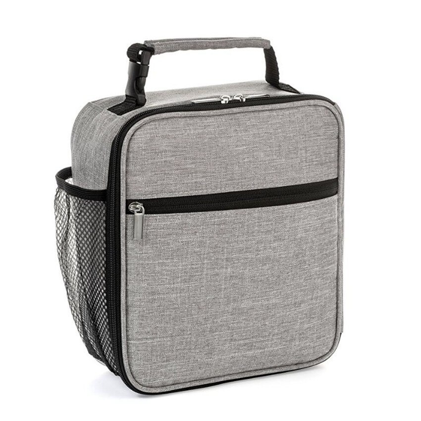 Heopono Fitness Food Grade PEVA BPA free Detachable Handle Branded 600D Polyester Thermal Insulated Cooler Lunch Bag Portable: Gray