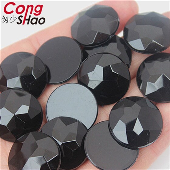 Cong Shao 20PCS 20mm Colorful Acrylic Rhinestone Round Flat Back Beads Crystal Stones DIY Costume Jewelry Crafts Scrapbook ZZ751: Black