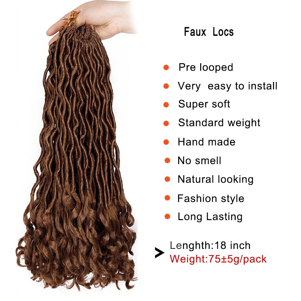 MUSES Crochet Hair Extensions Bohemian Faux Locs Curly Crochet Braiding Hair Synthetic Hair Ombre Braids