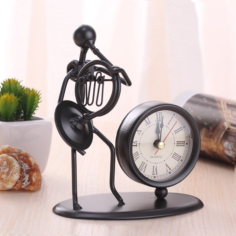 Small Alarm Clock Iron Stainless Steel Personality Retro Table Bedroom Horloge Home Decoration