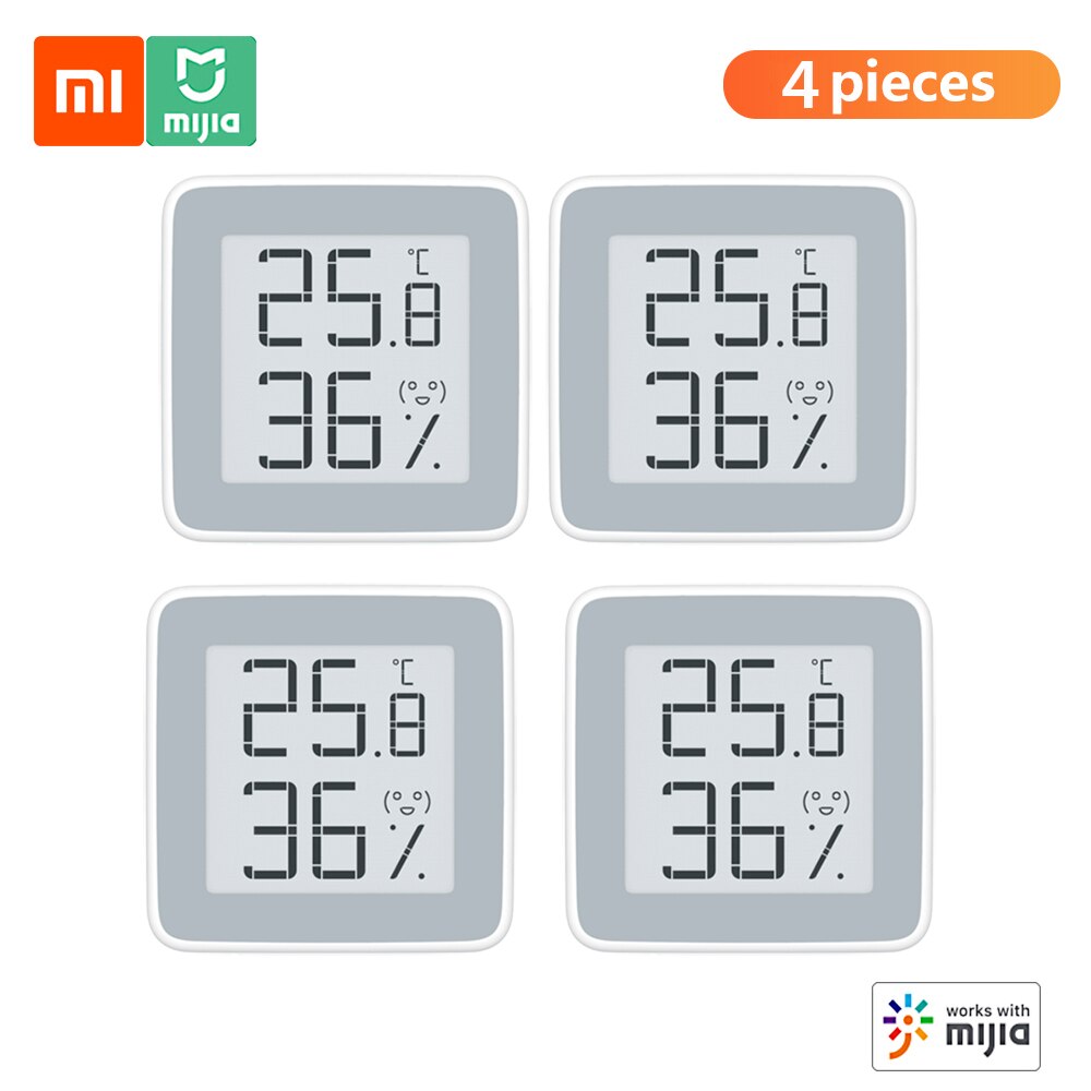Xiaomi Mijia Bluetooth Thermometer 2 Wireless Smart Electric Digital Hygrometer Thermometer Humidity Sensor Work with Mijia APP: M 4PC