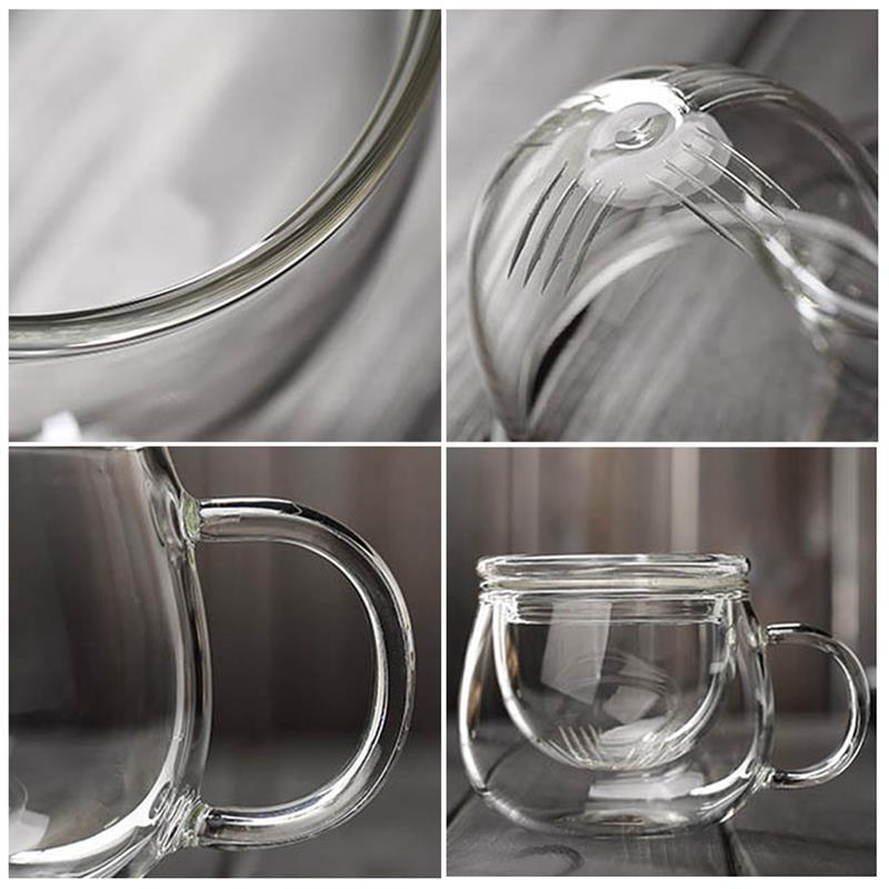 Kapmore transparent glas tekopp klassisk värmebeständig glaskopp glas temugg glas kaffemugg med lock dricksredskap