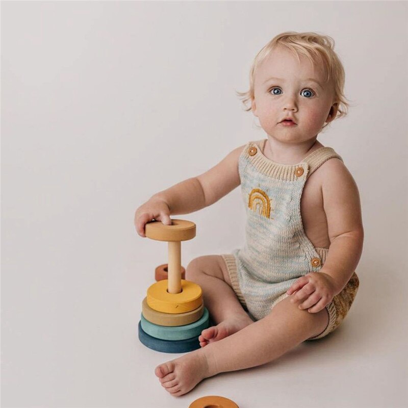 Enkelibb Wilde Wawa Baby Knit Romper Voor Alle Seizoenen Mooie Regenboog Borduren Een Stuk Brand Baby Jongen meisje Kleding