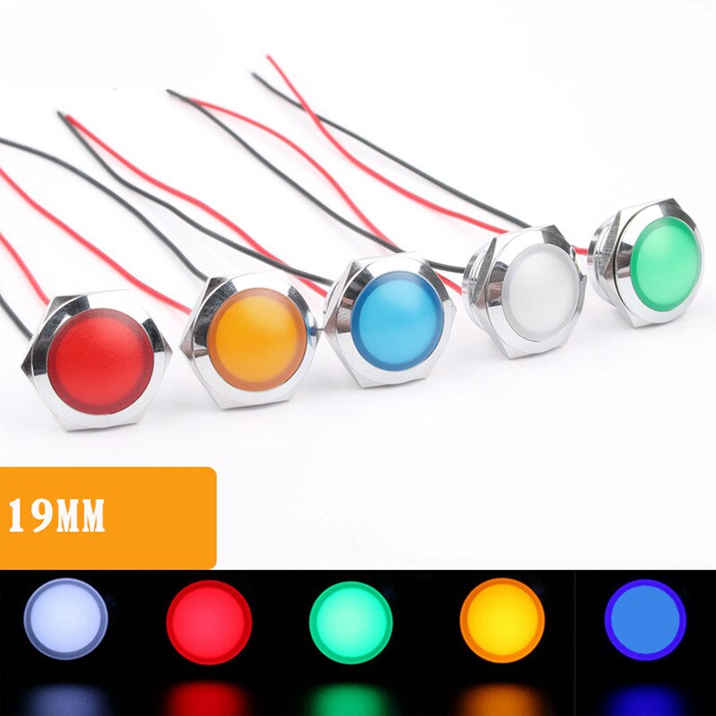 GUUZI 5 stks 12V-24V 16mm LED Metalen Indicator Licht Waterdicht Signaal Lamp met Draad(Rood/Geel/Blauw/Groen/Wit