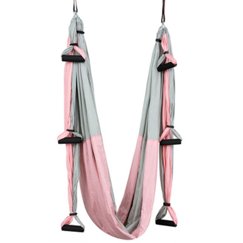 Antenne Yoga Hangmat Set Antigravity Yoga Swing Ultra Sterk Voor Air Yoga Inversie Opknoping Oefeningen-Roze + Grijs: Default Title